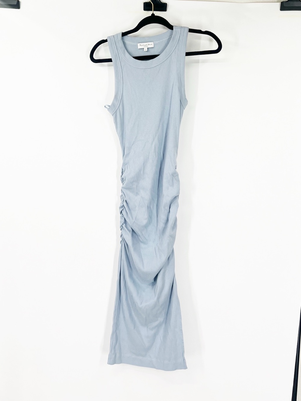 Michael Stars Wren Ribbed Midi Dress Light Blue